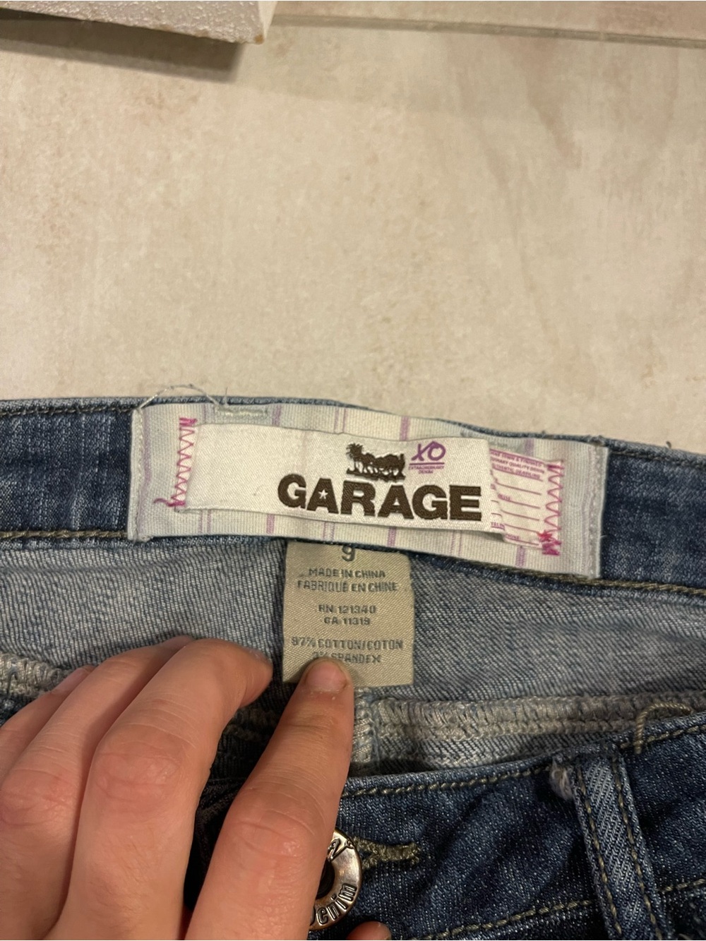 Garage Vintage Low Waisted Women's Dark Blue Denim Jeans - Classic Waistband